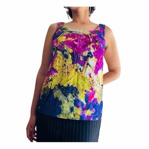 ★Vintage ST. JOHN Collection Silk Satin Vibrant Printed Top - Multicolored ★